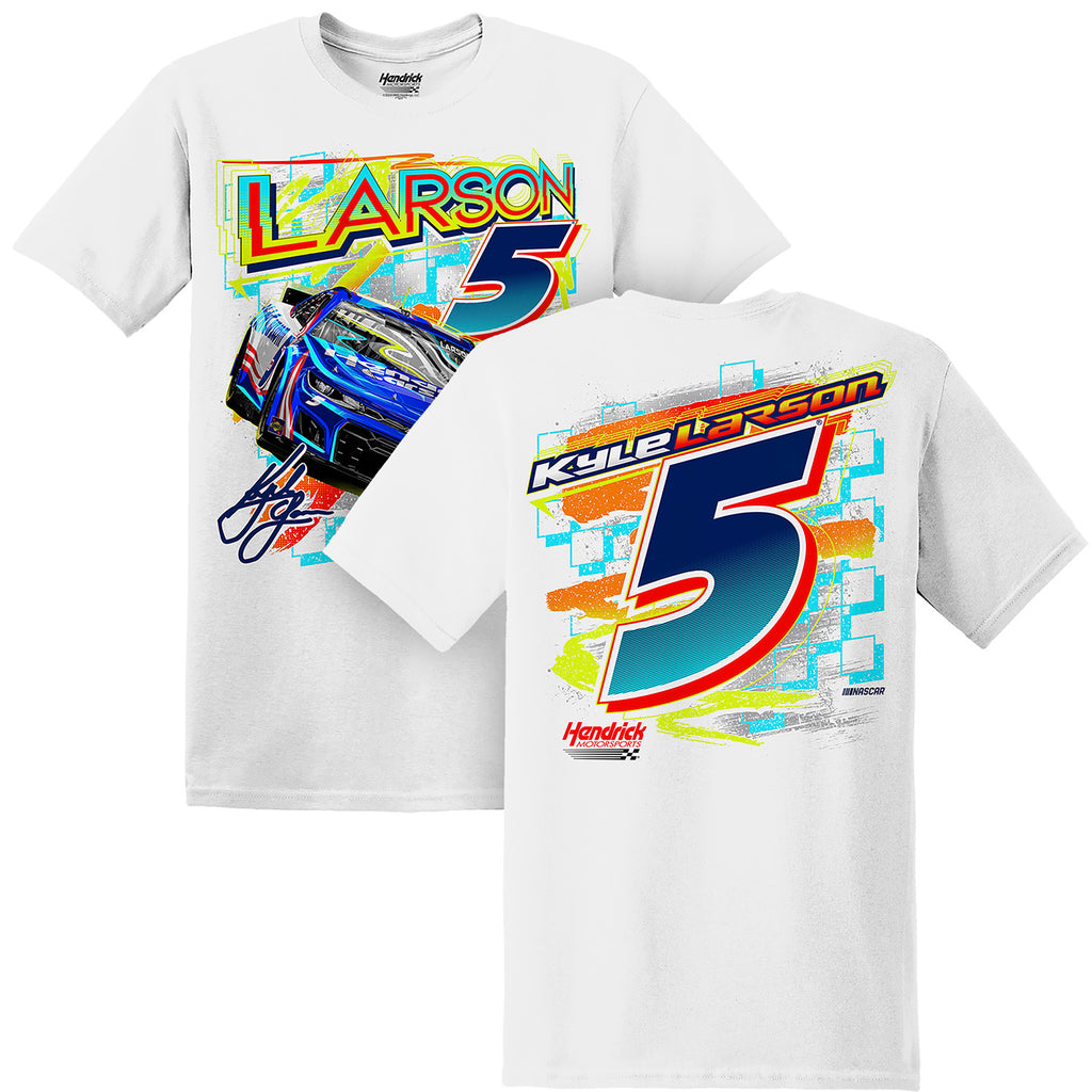 Kyle Larson 2024 HendrickCars Highlight 2-Spot T-Shirt White #5 NASCAR