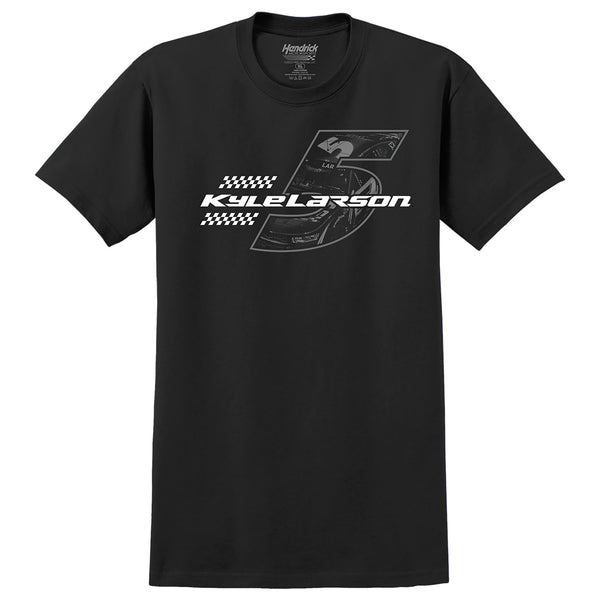 Kyle Larson 2025 HendrickCars Tonal 2-Spot T-Shirt Black #5 NASCAR