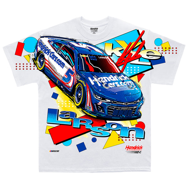 Kyle Larson 2025 HendrickCars Total Print White T-Shirt #5 NASCAR