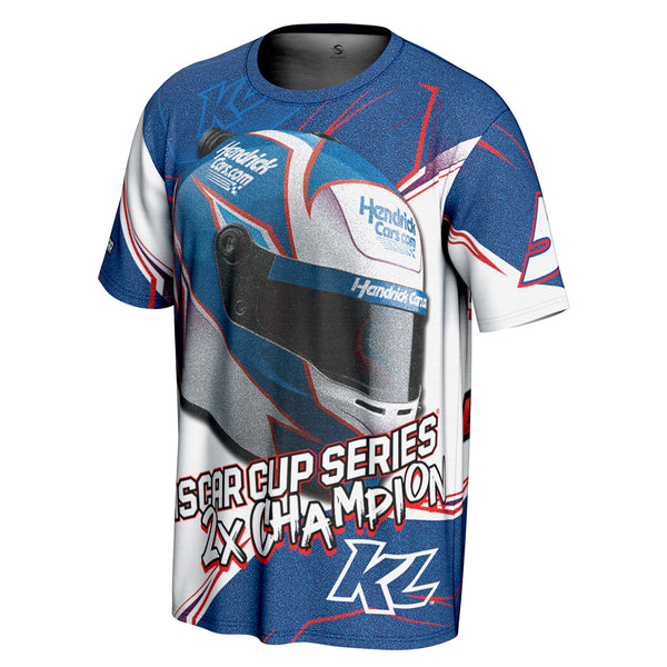 Kyle Larson 2026 HendrickCars Helmet Sublimated Total Print T-Shirt Blue #5 NASCAR