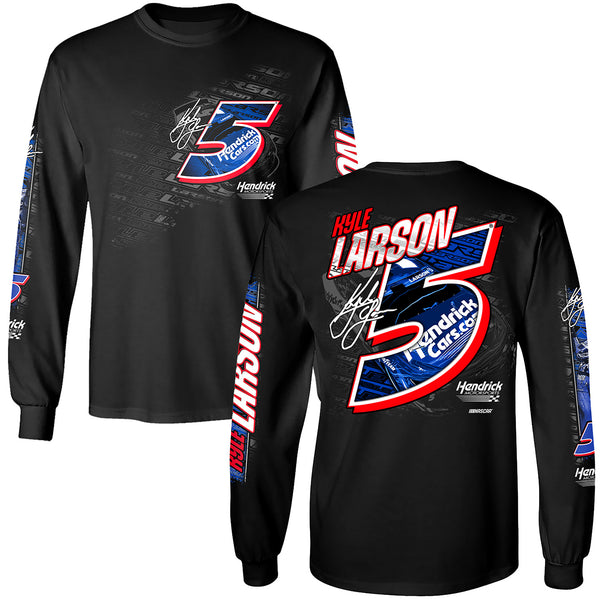 Kyle Larson 2024 Long Sleeve HendrickCars 4-Spot T-Shirt Black #5 NASCAR