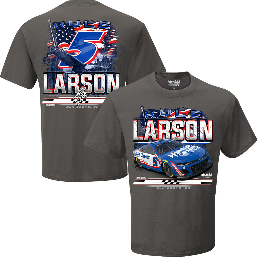 Kyle Larson 2025 HendrickCars Patriotic Eagle 2-Spot T-Shirt Gray #5 NASCAR