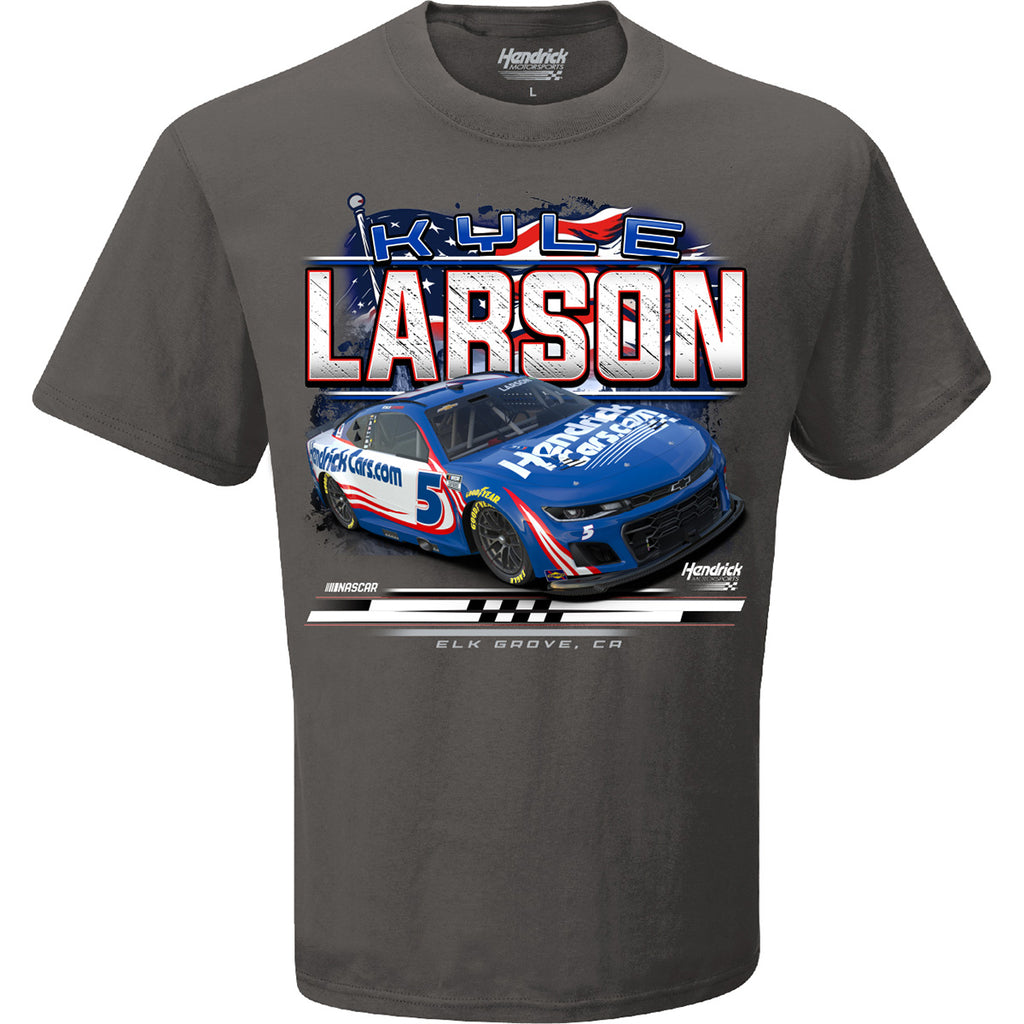 Kyle Larson 2025 HendrickCars Patriotic Eagle 2-Spot T-Shirt Gray #5 NASCAR