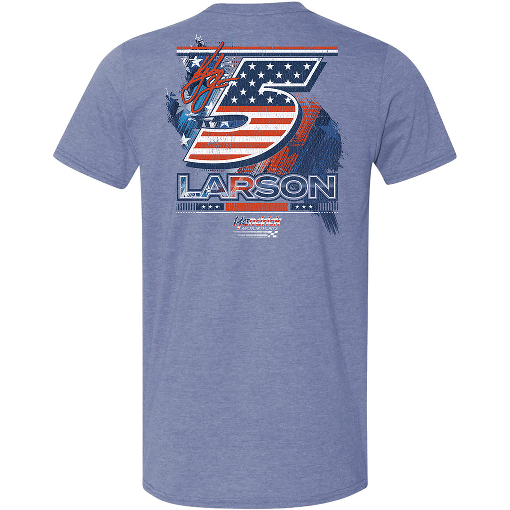 Kyle Larson 2026 Patriotic Heather 2-Spot Classic Ink T-Shirt Blue #5 NASCAR