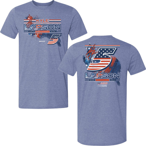 Kyle Larson 2026 Patriotic Heather 2-Spot Classic Ink T-Shirt Blue #5 NASCAR