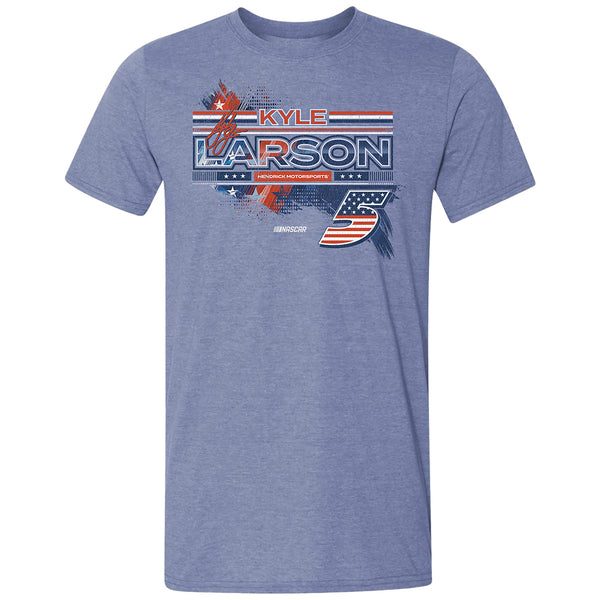 Kyle Larson 2026 Patriotic Heather 2-Spot Classic Ink T-Shirt Blue #5 NASCAR