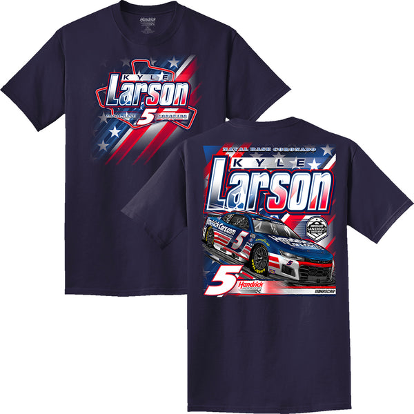 Kyle Larson 2026 HendrickCars San Diego Patriotic Paint Scheme 2-Spot Classic Ink T-Shirt Blue #5 NASCAR