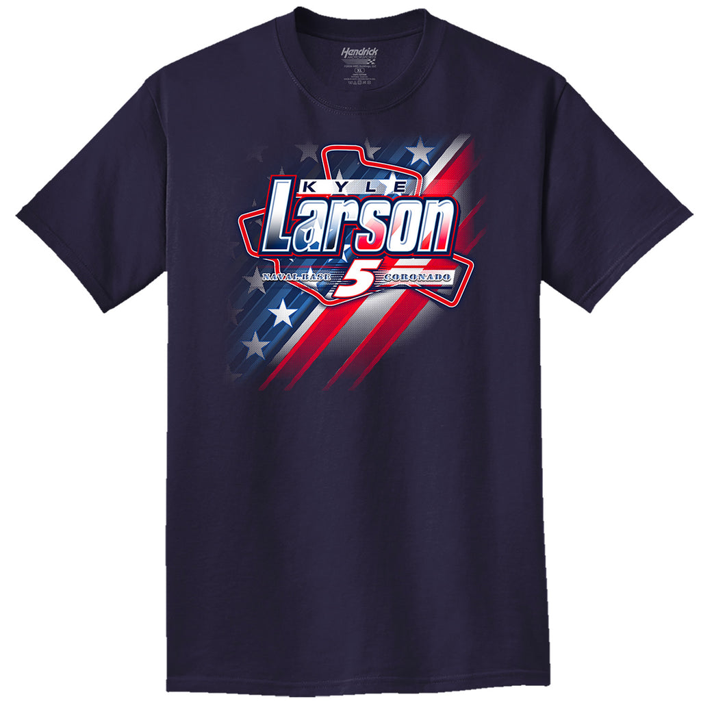 Kyle Larson 2026 HendrickCars San Diego Patriotic Paint Scheme 2-Spot Classic Ink T-Shirt Blue #5 NASCAR