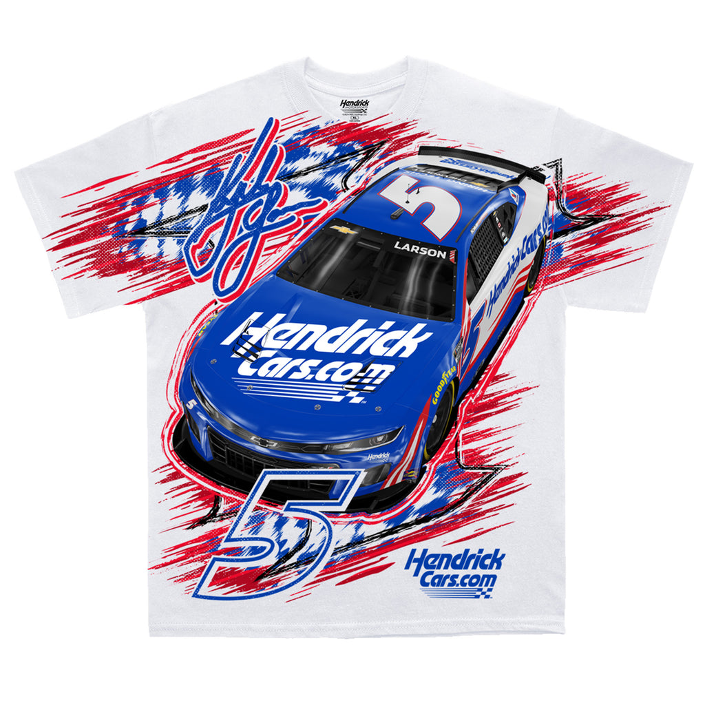 Kyle Larson 2026 HendrickCars Total Print T-Shirt White #5 NASCAR
