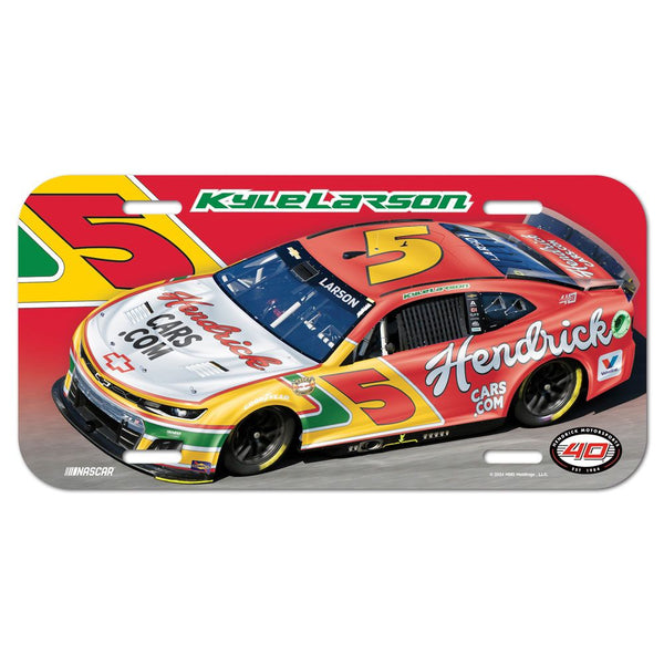 Kyle Larson 2024 Darlington Throwback Plastic Car License Plate HendrickCars #5 NASCAR