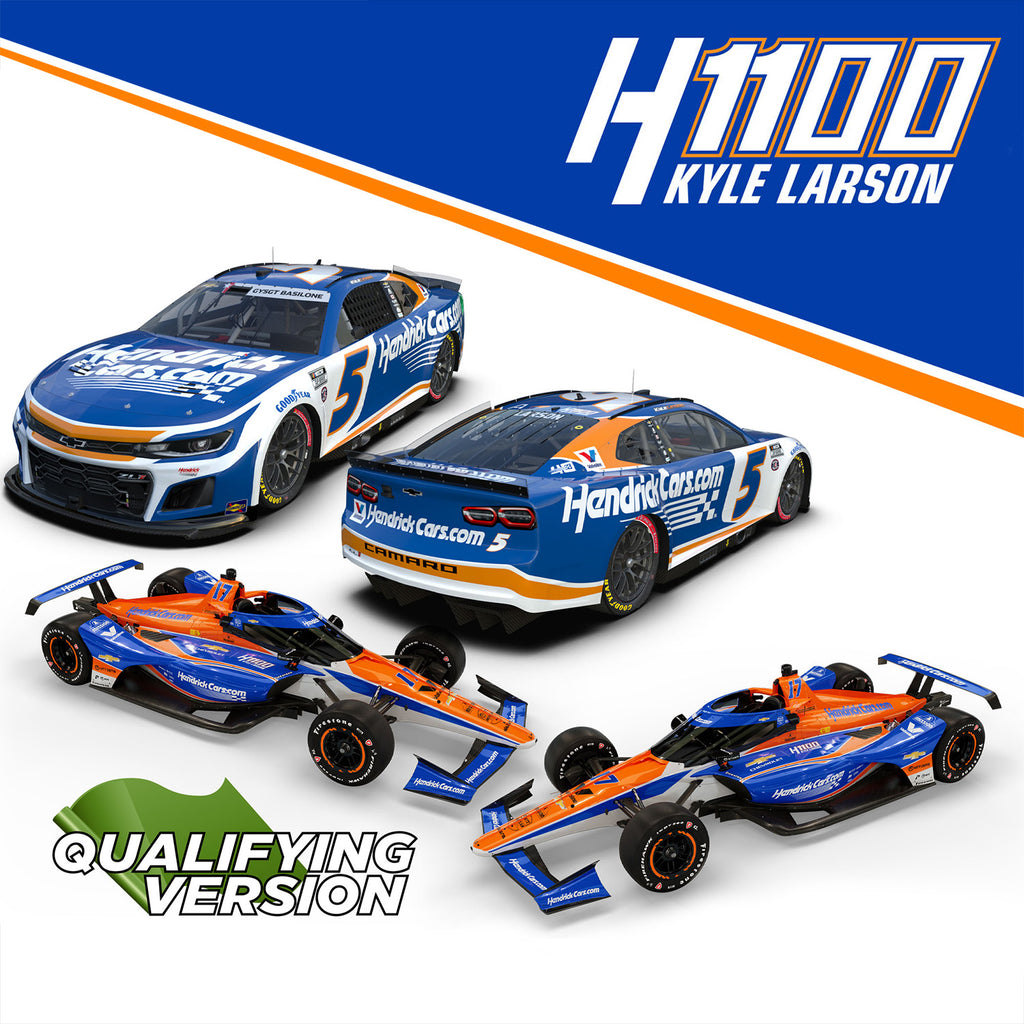 Kyle Larson Hendrick 1100 Qualifying Version 2-Pack Indy 500 1:18 / Coca-Cola 600 1:24 Standard 2024 Diecast Cars