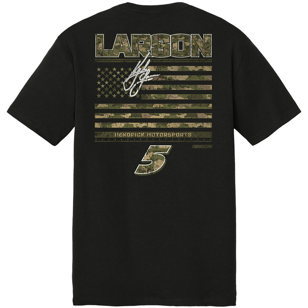 Kyle Larson 2026 Camo Flag 2-Spot Classic Ink T-Shirt Black #5 NASCAR