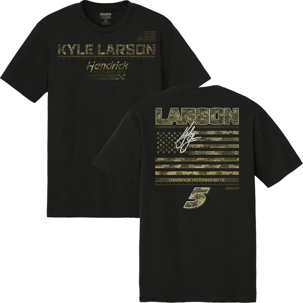 Kyle Larson 2026 Camo Flag 2-Spot Classic Ink T-Shirt Black #5 NASCAR