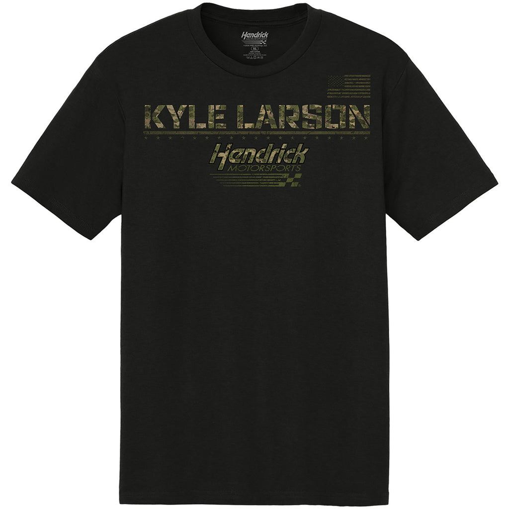 Kyle Larson 2026 Camo Flag 2-Spot Classic Ink T-Shirt Black #5 NASCAR