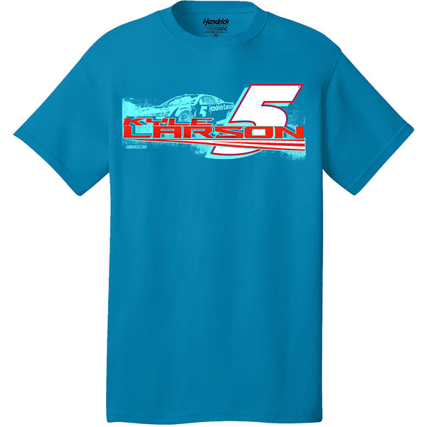 Kyle Larson 2024 HendrickCars Car and Hauler T-Shirt Blue #5 NASCAR
