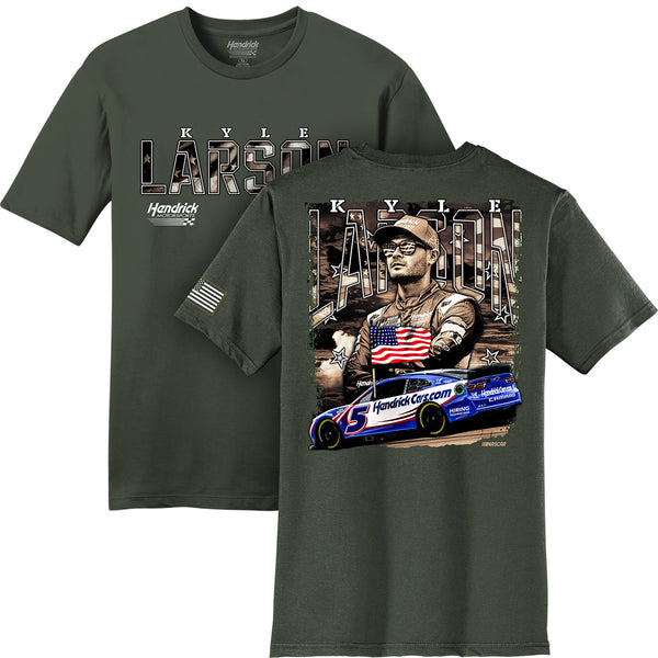 Kyle Larson 2024 HendrickCars Military Green T-Shirt #5 NASCAR
