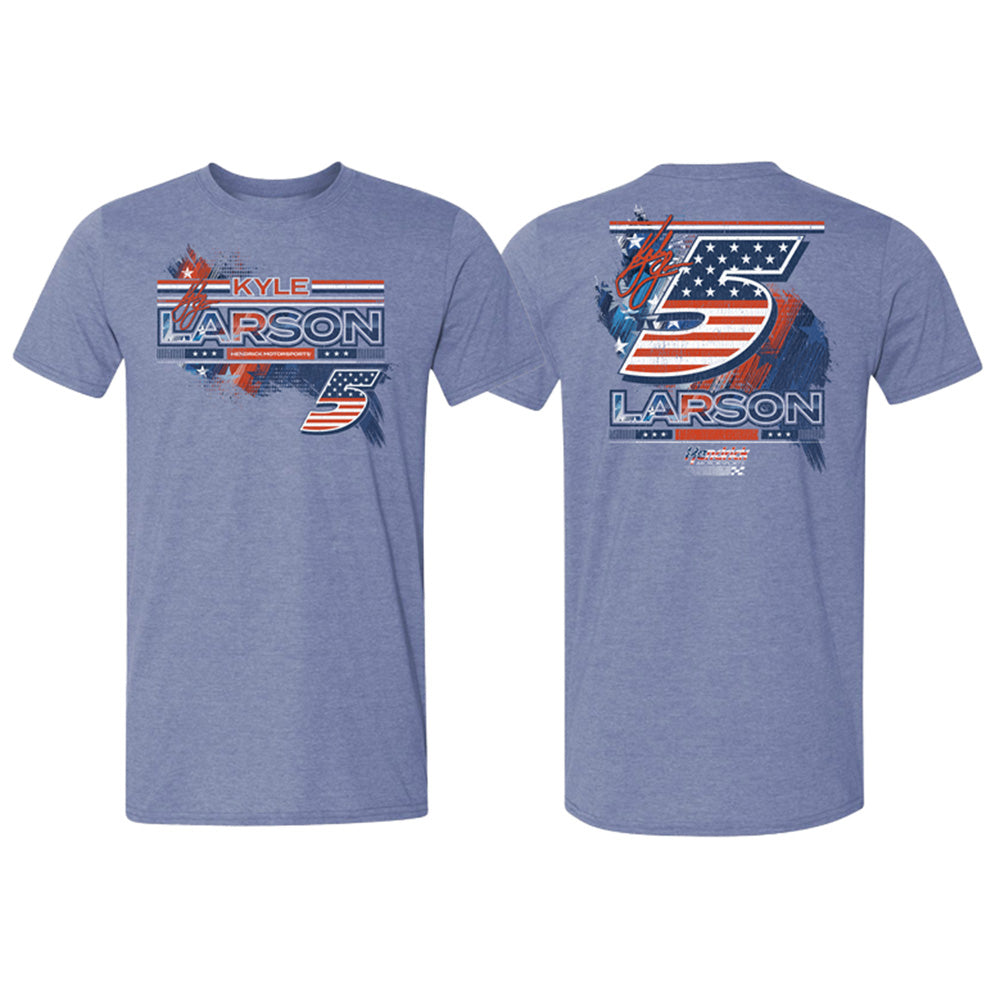 Kyle Larson 2026 Patriotic Heather 2-Spot Classic Ink T-Shirt Blue #5 NASCAR