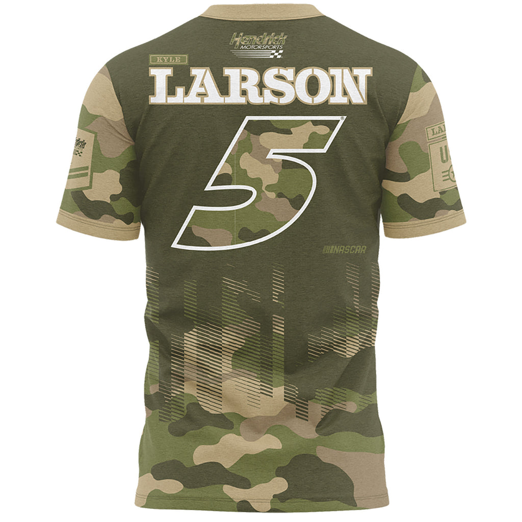 Kyle Larson 2026 Sublimated Camo #5 T-Shirt Green NASCAR