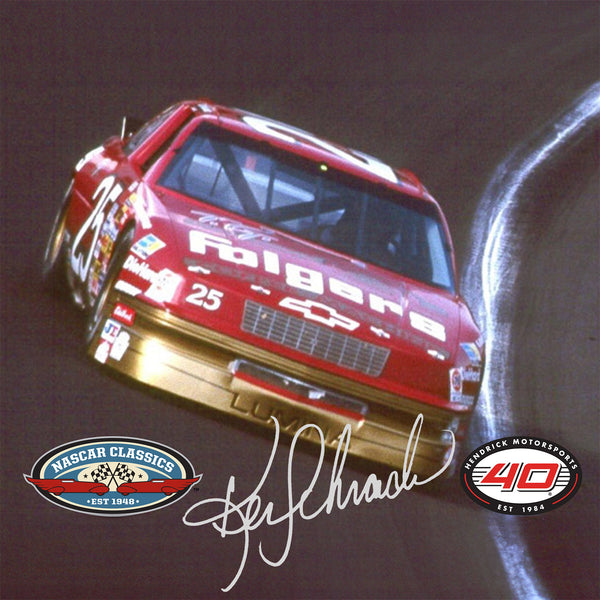 Ken Schrader Autographed Charlotte Race Win 1:24 Standard 1989 Diecast Car Folgers #25 NASCAR