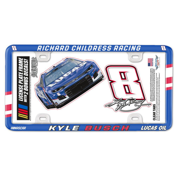 Kyle Busch 2024 Plastic License Plate Frame / Decal 2-Pack Set #8 NASCAR