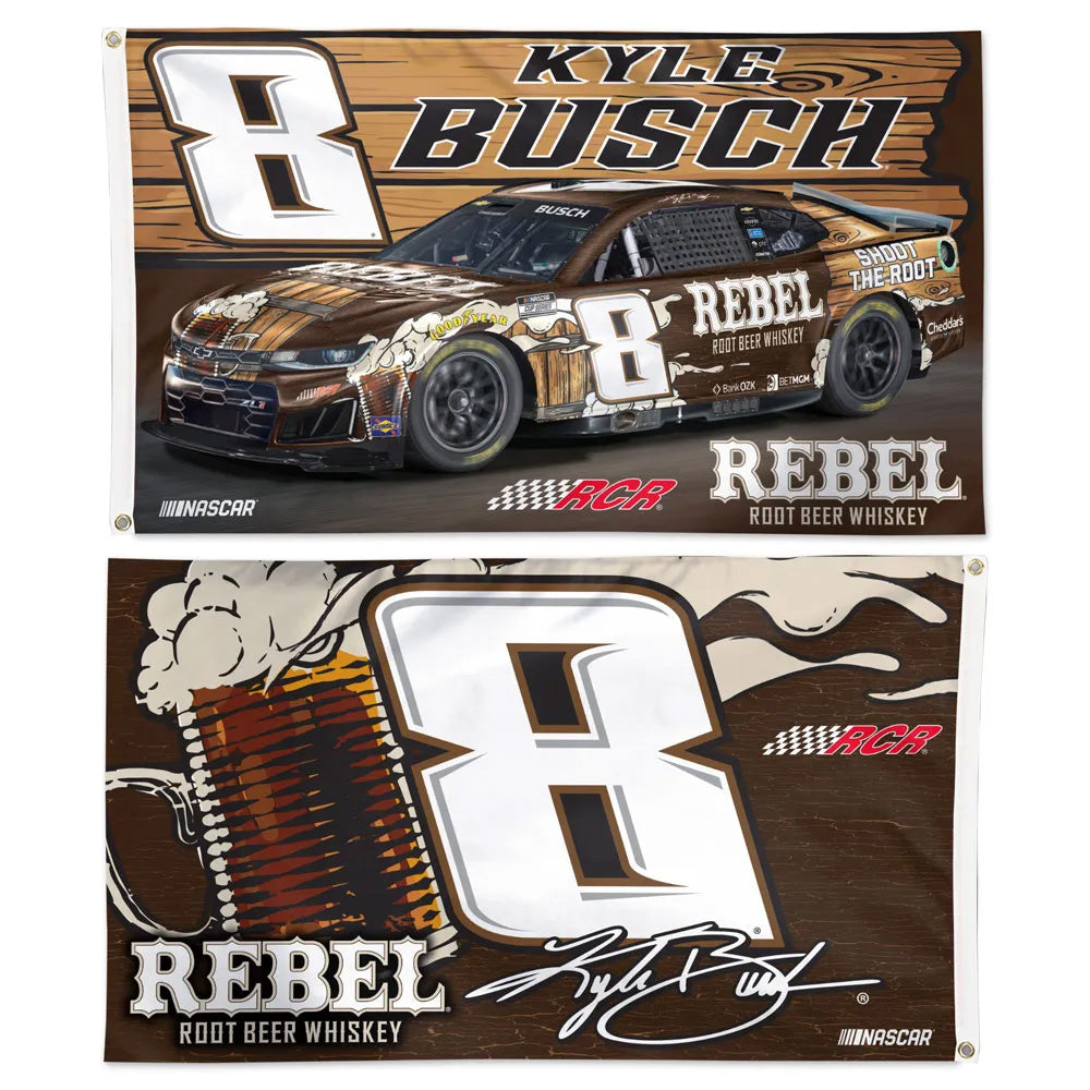 Kyle Busch 2026 Rebel Bourbon Two-Sided NASCAR 3x5 Flag #8