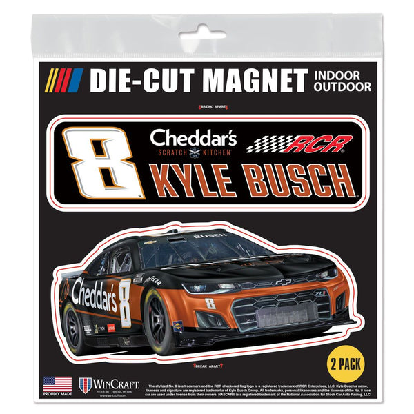 Kyle Busch 2024 Cheddar's Die Cut 2-Pack Indoor/Outdoor Magnets #8 NASCAR