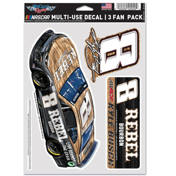 Kyle Busch 2025 Multi-Use Rebel Bourbon #8 Decal 3-Pack NASCAR