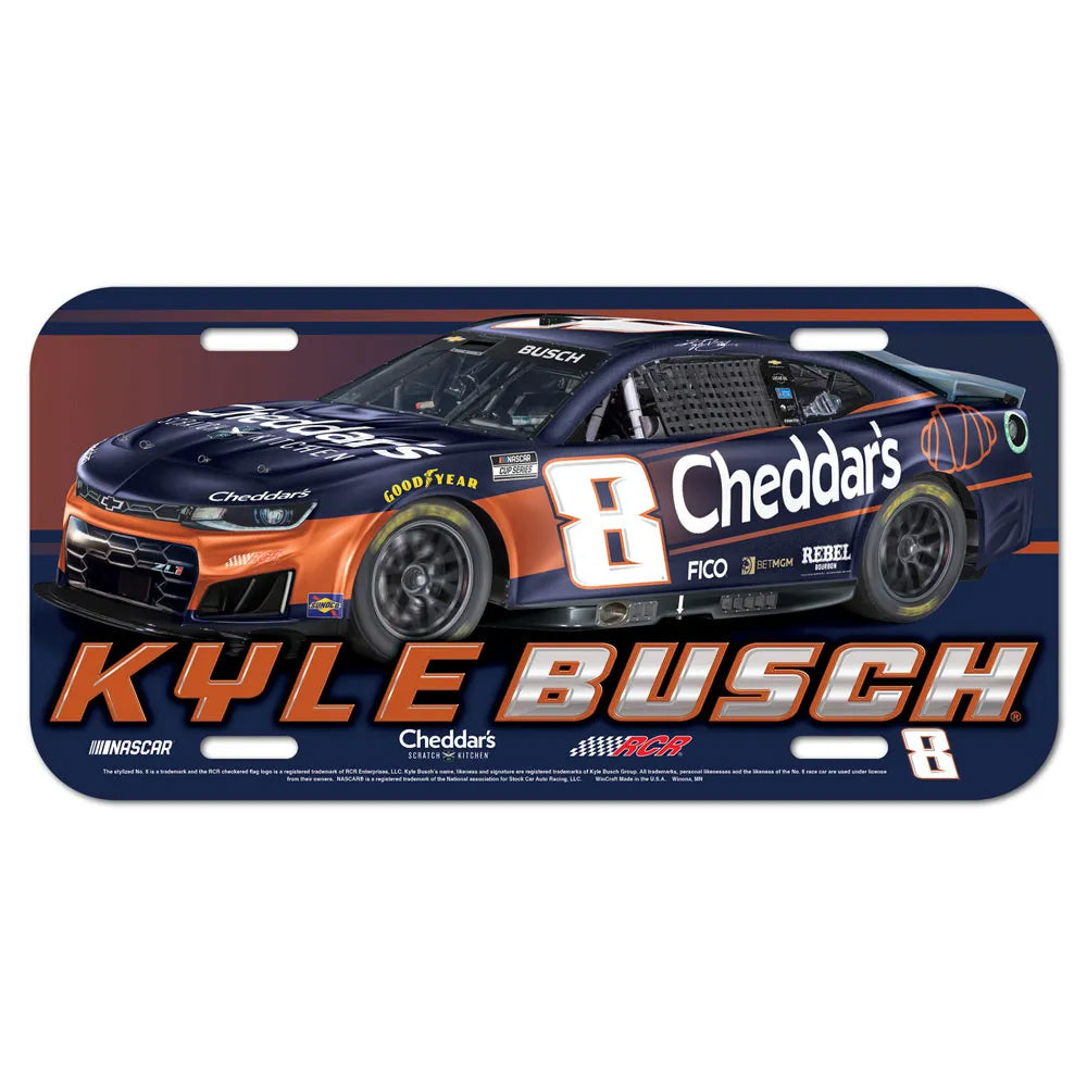 Kyle Busch 2026 Cheddar's Plastic Car License Plate #8 NASCAR