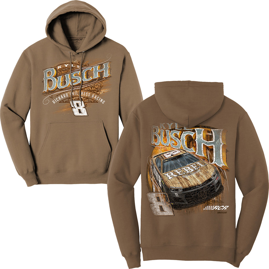 Kyle Busch 2025 Rebel Bourbon Woodland Brown 2-Spot Hoodie Sweatshirt #8 NASCAR