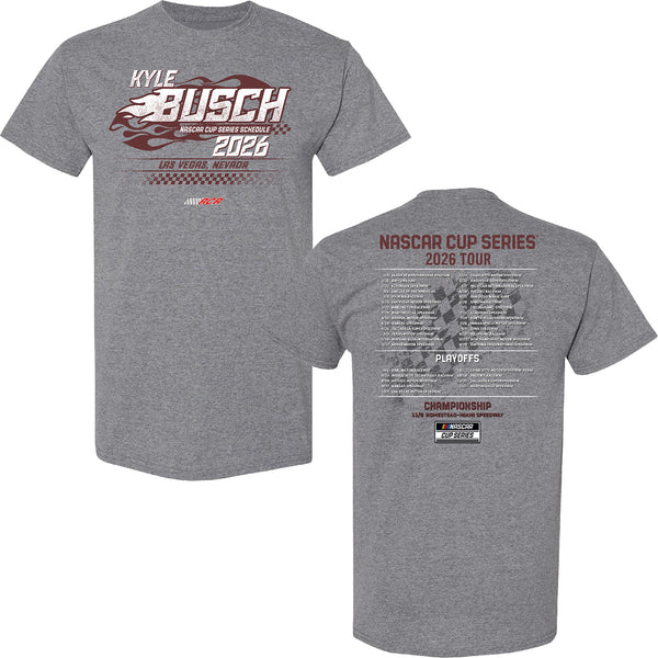 Kyle Busch 2026 NASCAR Cup Series Schedule T-Shirt Gray #8