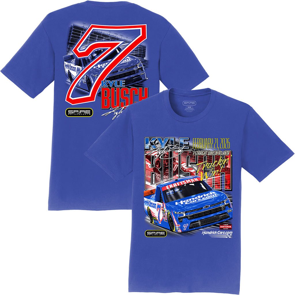 Kyle Busch 2026 Atlanta Truck Series Race Win 2-Spot T-Shirt Blue #7 NASCAR