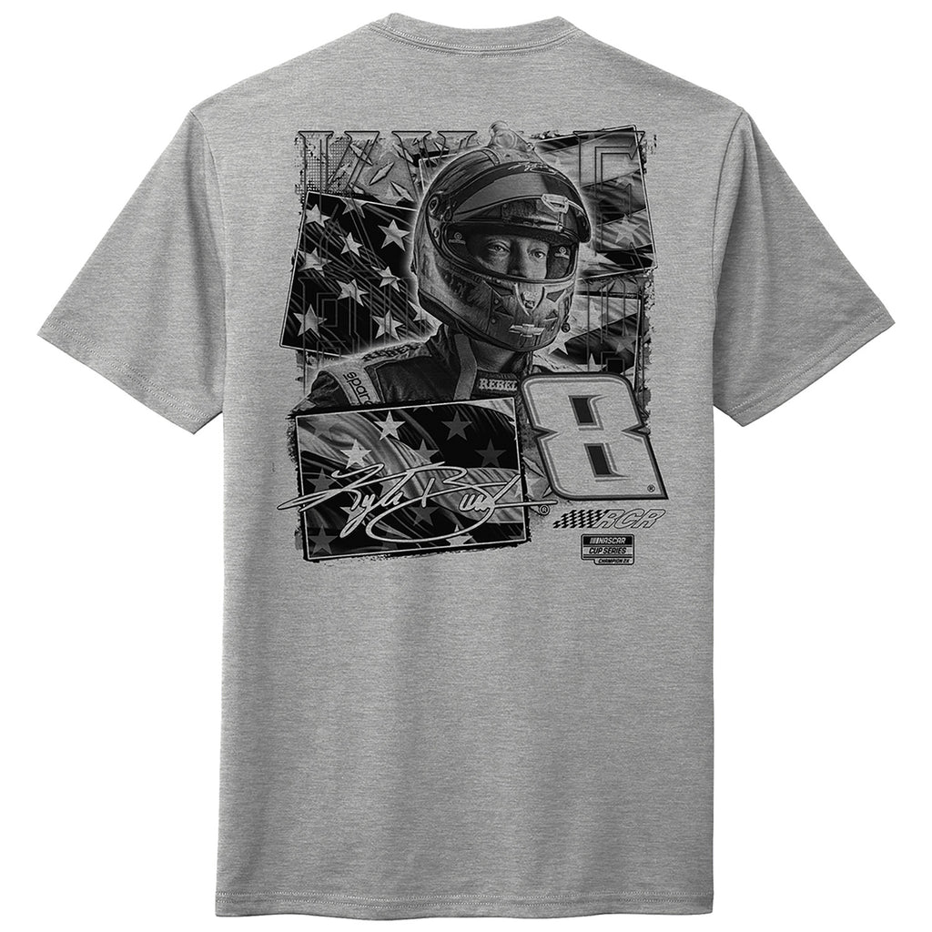 Kyle Busch 2026 Heather Gray Flag 2-Spot T-Shirt #8 NASCAR