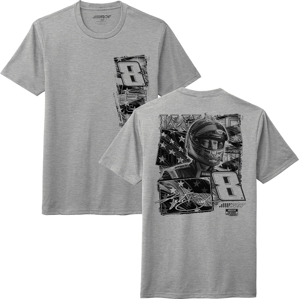 Kyle Busch 2026 Heather Gray Flag 2-Spot T-Shirt #8 NASCAR