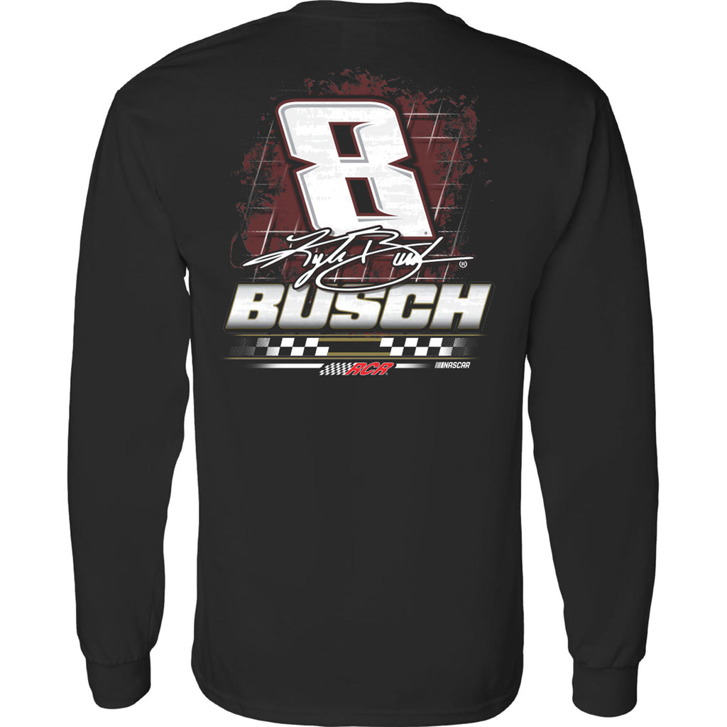Kyle Busch 2025 Long Sleeve Rebel Bourbon 2-Spot T-Shirt Black #8 NASCAR