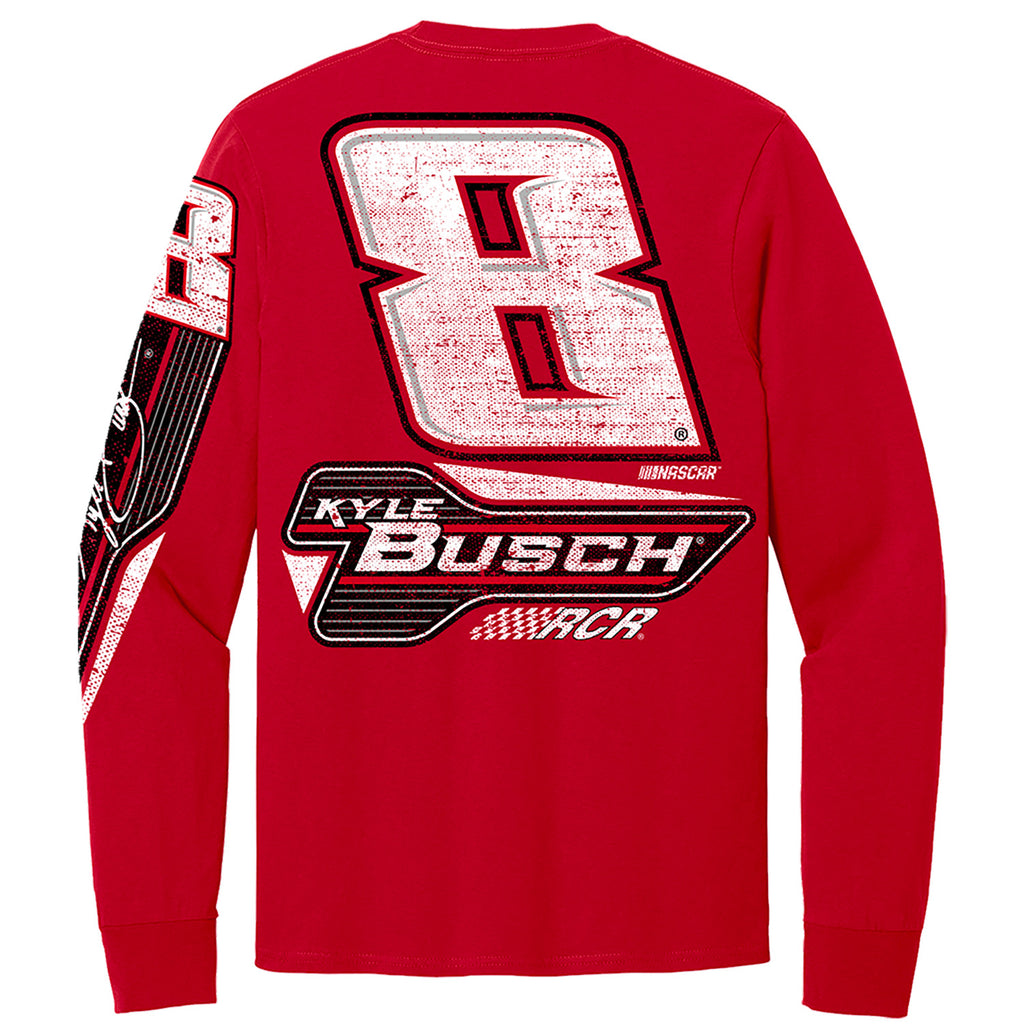 Kyle Busch 2025 Long Sleeve #8 Red 3-Spot T-Shirt NASCAR