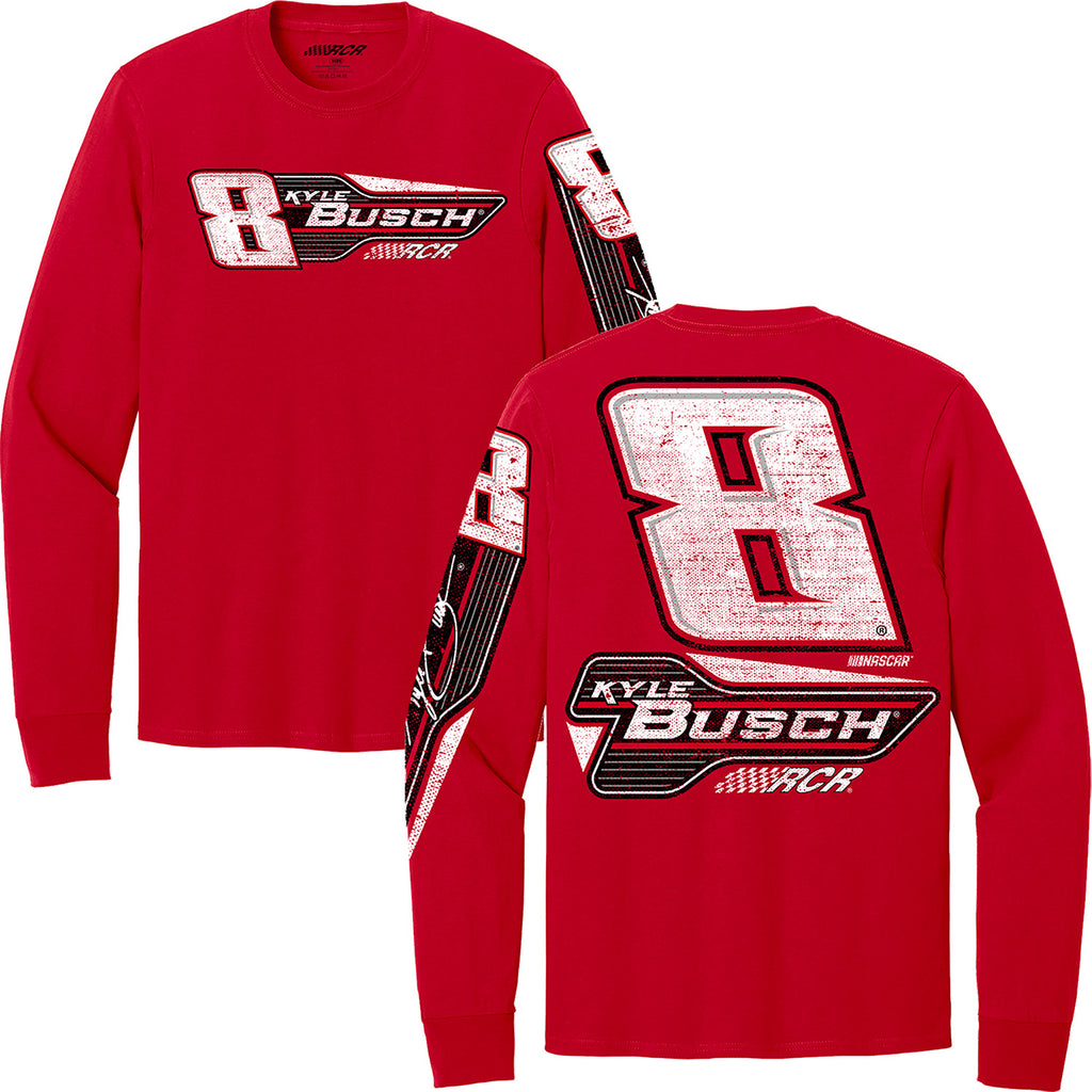 Kyle Busch 2025 Long Sleeve #8 Red 3-Spot T-Shirt NASCAR