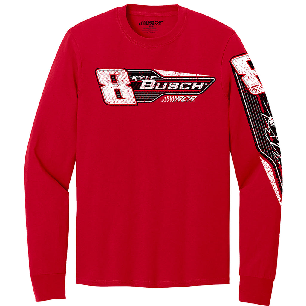 Kyle Busch 2025 Long Sleeve #8 Red 3-Spot T-Shirt NASCAR