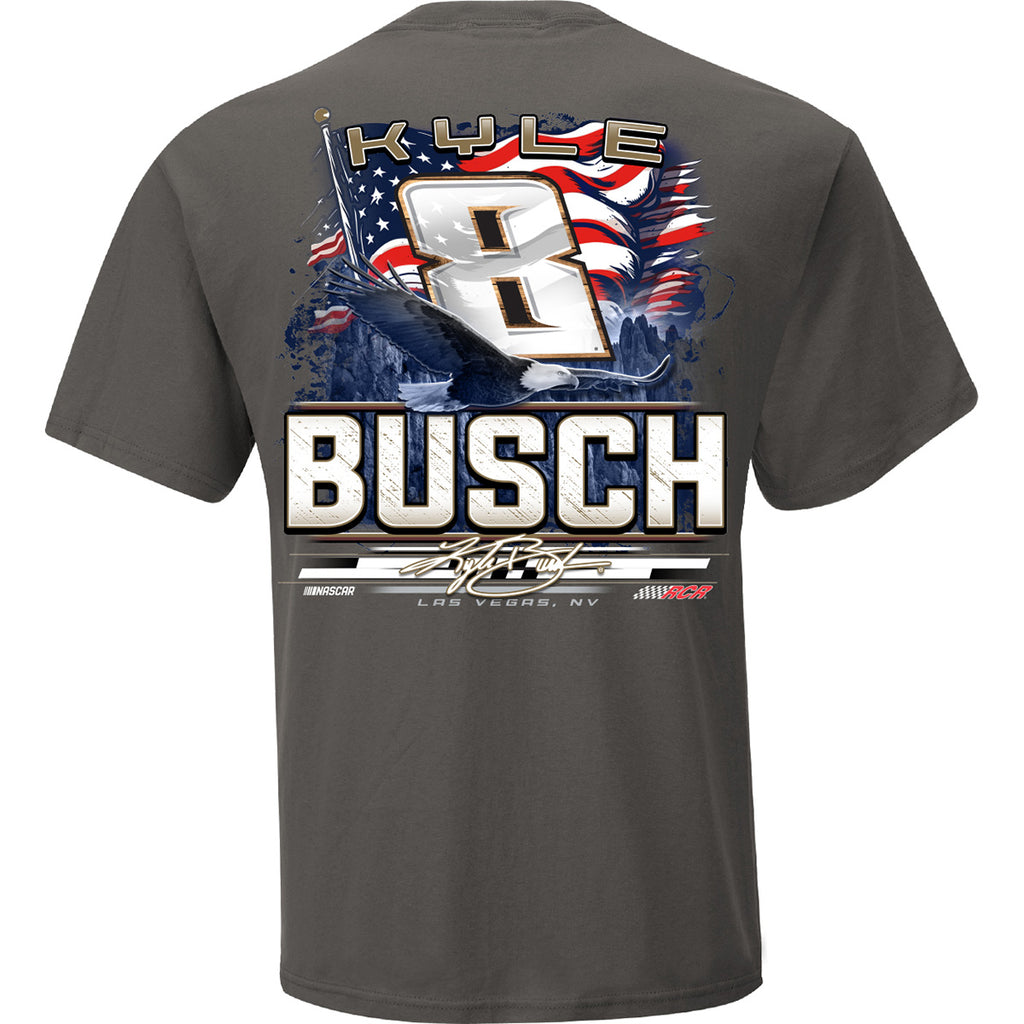 Kyle Busch 2025 Rebel Bourbon Patriotic Eagle 2-Spot T-Shirt Gray #8 NASCAR