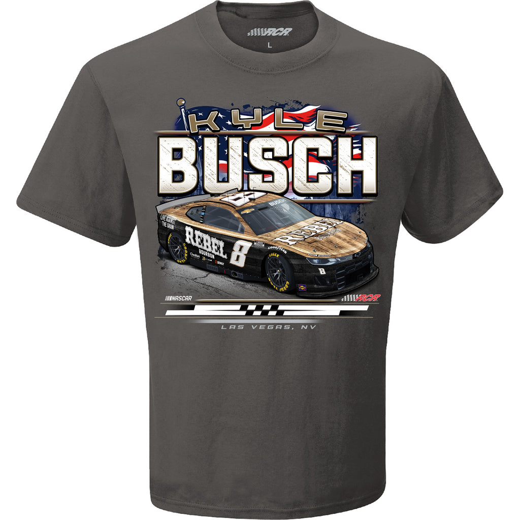 Kyle Busch 2025 Rebel Bourbon Patriotic Eagle 2-Spot T-Shirt Gray #8 NASCAR