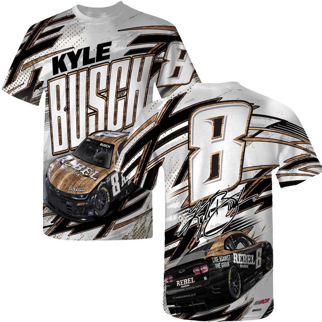 Kyle Busch 2025 Sublimated Rebel Bourbon Total Print T-Shirt #8 NASCAR