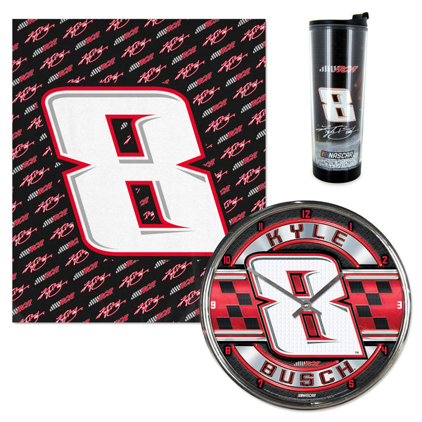 Kyle Busch 2024 Fleece Blanket, Tumbler, Chrome Clock BUNDLE PRICED