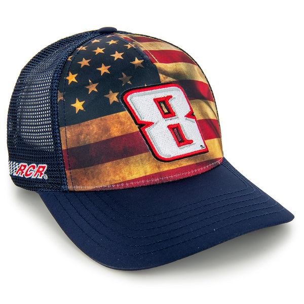 Kyle Busch 2024 Patriotic Sublimated Mesh #8 Hat NASCAR