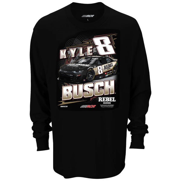 Kyle Busch 2024 Long Sleeve Rebel Bourbon Paint Scheme T-Shirt Black #8 NASCAR