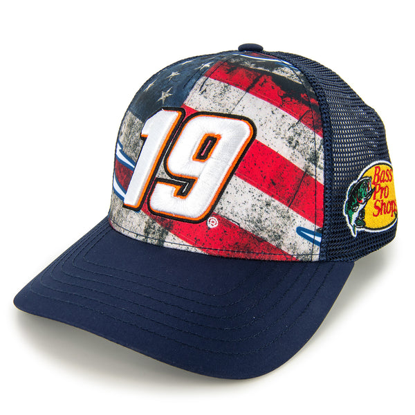 Martin Truex Jr 2024 Bass Pro Shops #19 Patriotic Sublimated Mesh Hat NASCAR