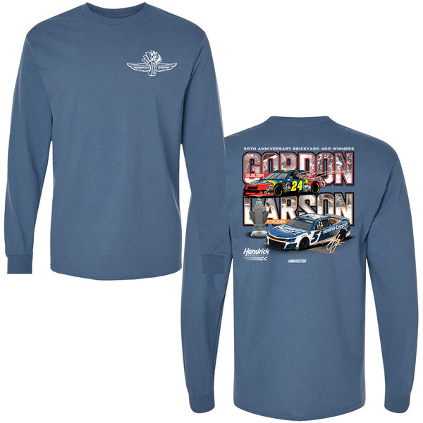 Jeff Gordon / Kyle Larson 2024 Long Sleeve Hendrick Motorsports Brickyard 400 30th Anniversary Race Win T-Shirt NASCAR