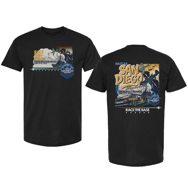 NASCAR 2026 San Diego "Race The Base" Event T-Shirt Black