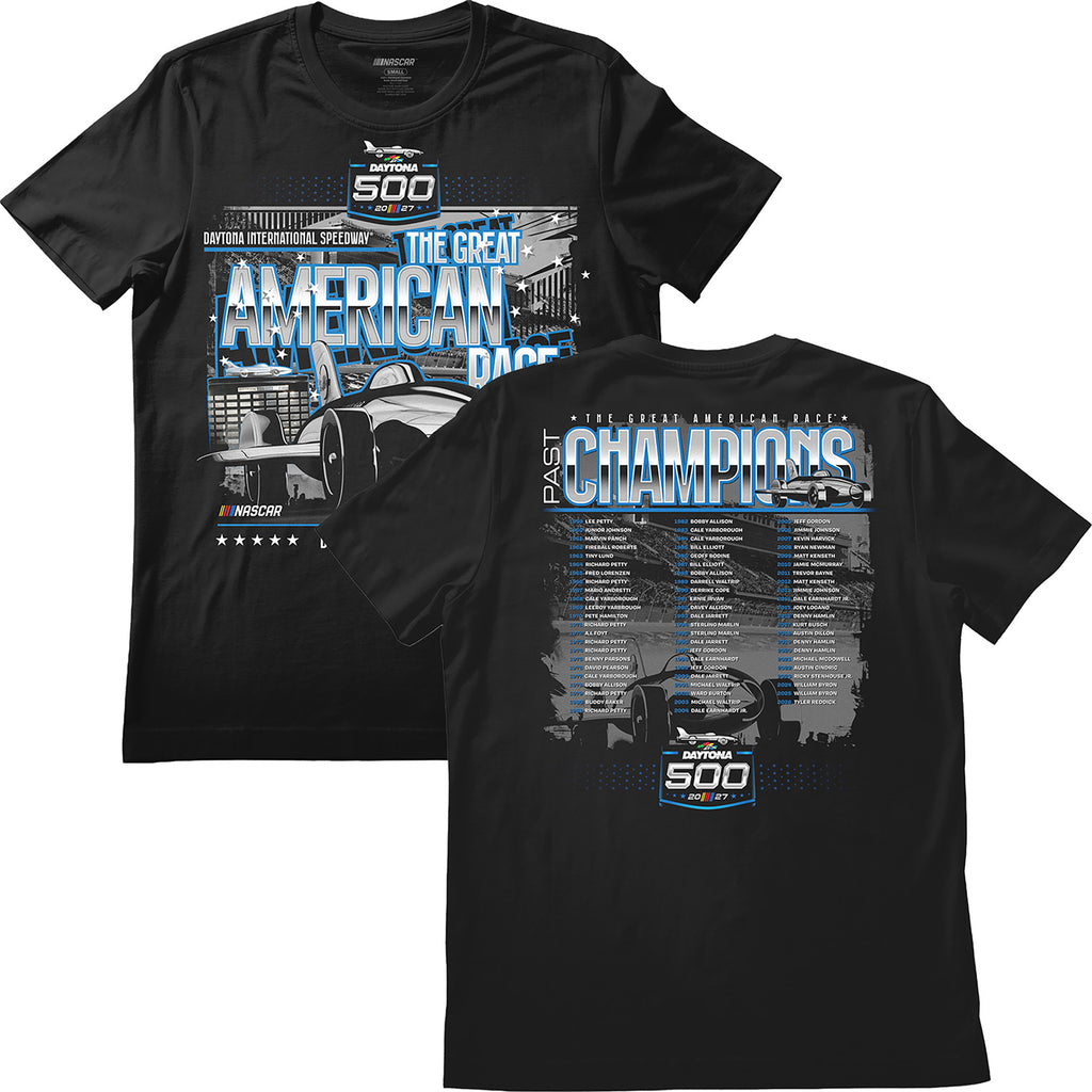 NASCAR 2027 Daytona 500 Past Champions "The Great American Race" T-Shirt Black