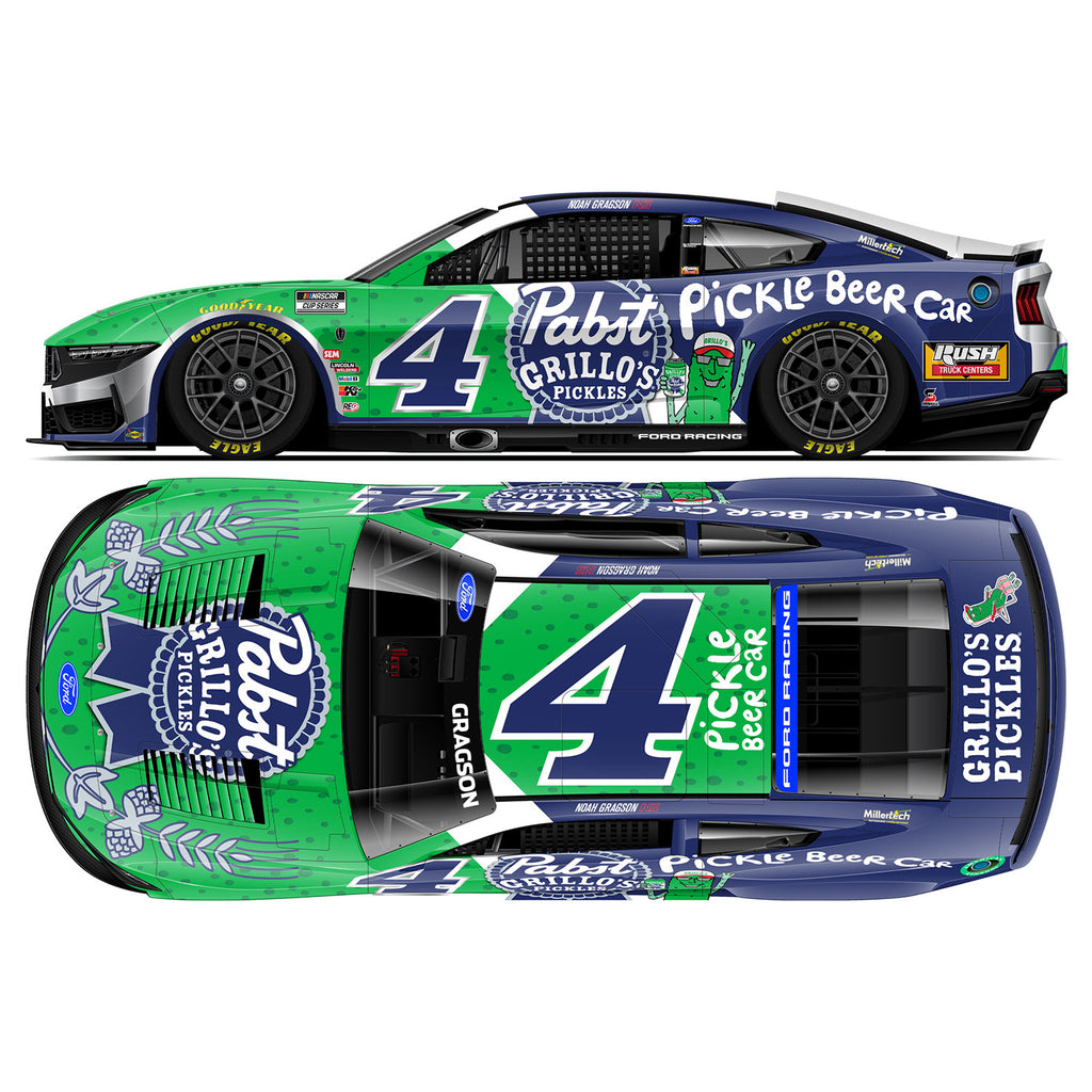 Noah Gragson Grillo's Pickles / Pabst Blue Ribbon 1:24 Color Chrome 2026 Diecast Car #4 NASCAR