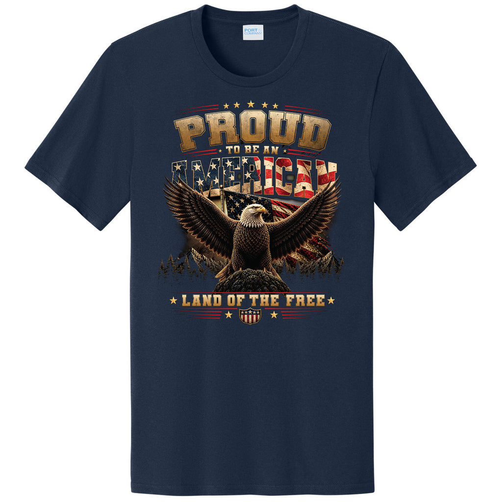 Proud To Be An American Patriotic T-Shirt Blue