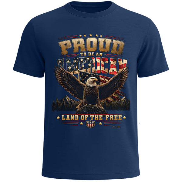 Proud To Be An American Patriotic T-Shirt Blue